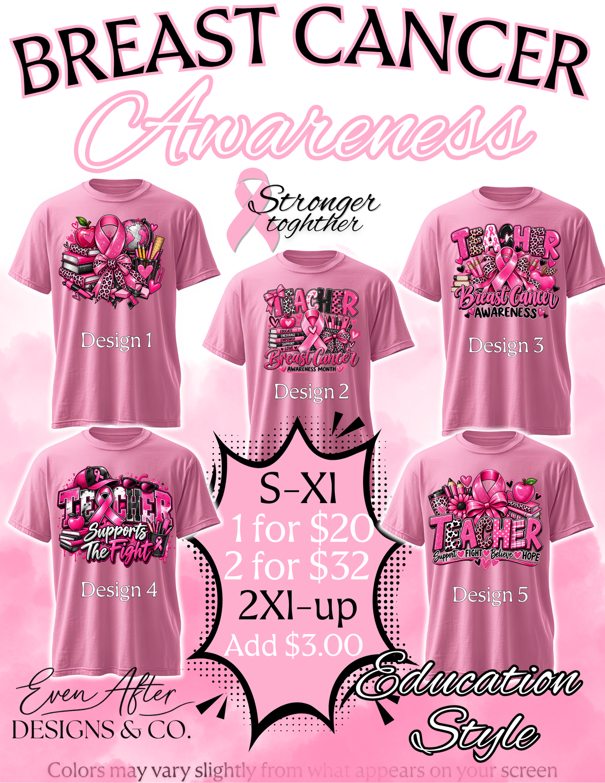 Education Breast Cancer Awareness Graphic Shirts
