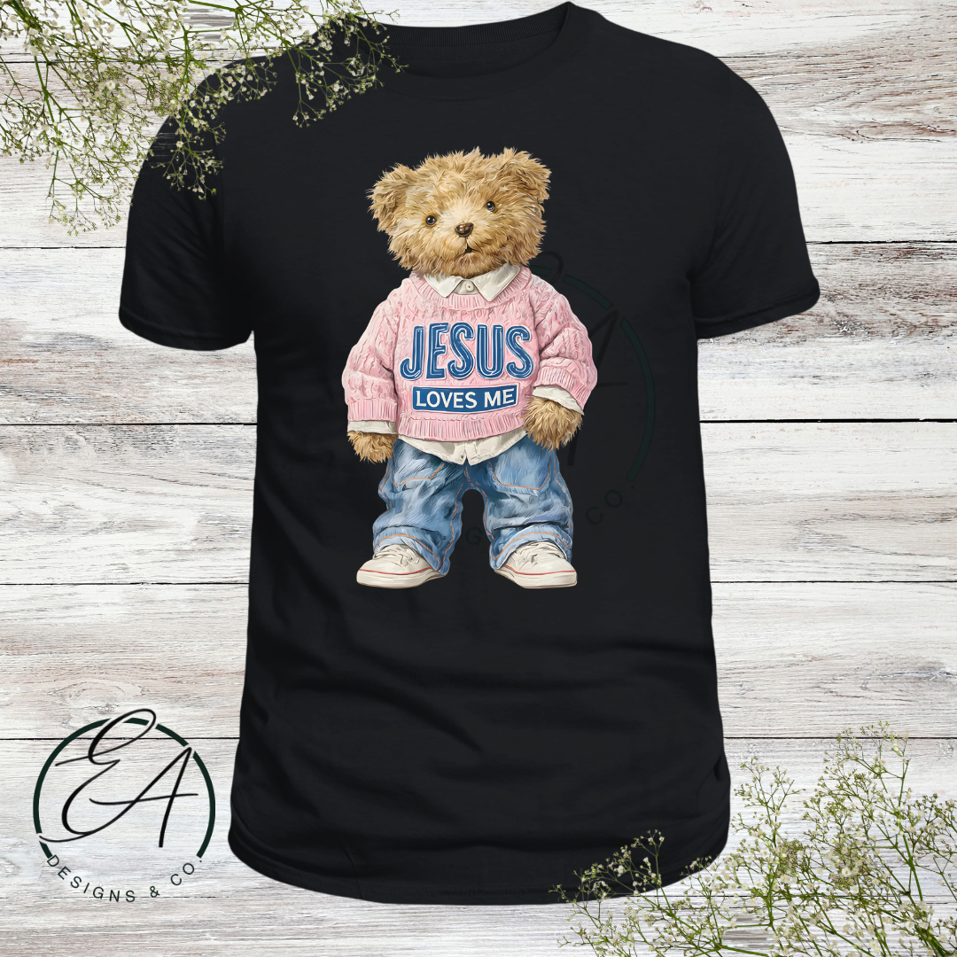 Jesus Loves Me Teddy Bear Graphic Shirt