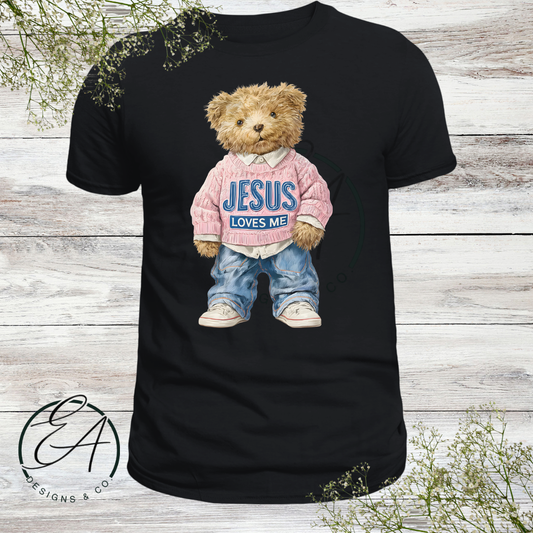 Jesus Loves Me Teddy Bear Graphic Shirt