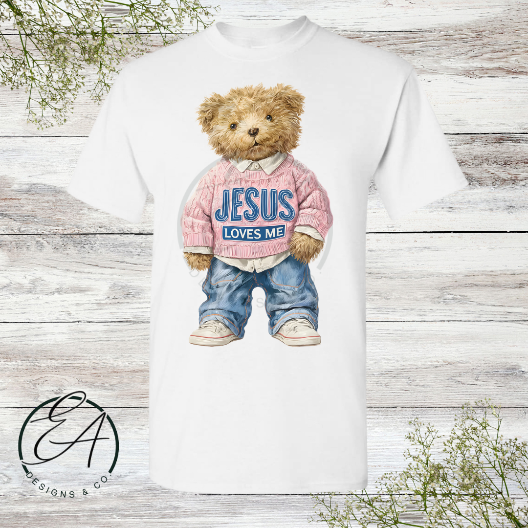 Jesus Loves Me Teddy Bear Graphic Shirt