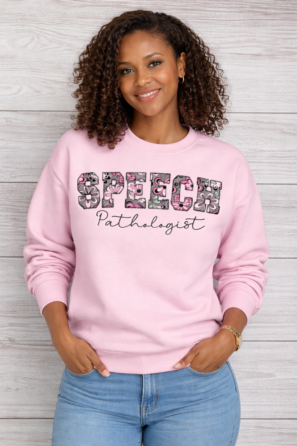 Speech Pathologist Embroidered Sweatshirt – Floral Patch