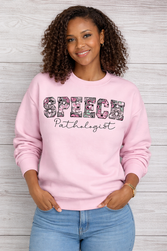 Speech Pathologist Embroidered Sweatshirt – Floral Patch